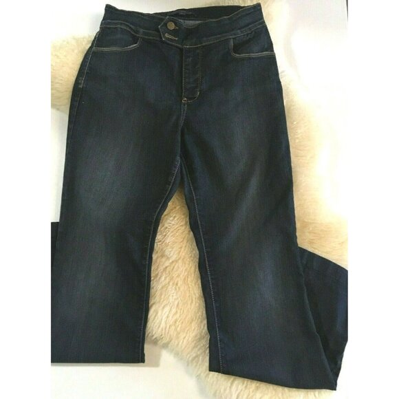 NYDJ Women Jeans Bootcut Lift Tuck Dark Wash Stretchy Mid Rise Made USA Size 6P - Picture 1 of 8